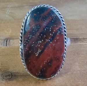Silver Jewelry 925 Women Ring Size 10 Bloodston Gemstone Western Bohemia…